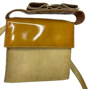 Salvatore Ferragamo Patent Leather Nylon Mini Vara Bow Handle Crossbody Bag